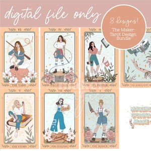 The Maker Tarot Design Bundle * 8 FICHIERS NUMÉRIQUES * PNG Téléchargement instantané pour les menuisiers, couturières, artisans, tricot, couture, sérigraphie