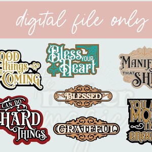 Vintage Typography Bundle 7 designs Digital File SVG Instant Download for Makers, Crafters, Shirts, DIY, Stickers & More