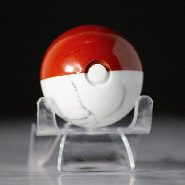 Pokeball Red Jasper & Howlite Crystal Pokémon ball