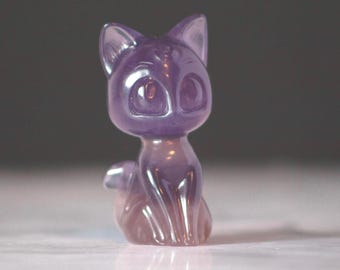 Fluorite Moon Cat Crystal Carving