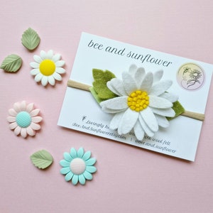 Daisy felt flower headband Baby girl first birthday Dress up and pretend play Birthday girl handmade accessories Flower girl Newborn photos