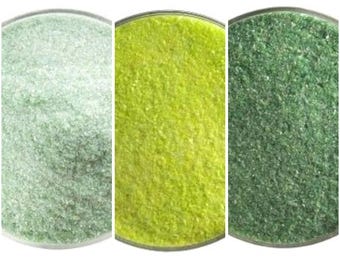 FRIT/POWDER (2 oz.) "Green Opals" fusible glass- (2 oz. bags)  Bullseye COE 90- ** Various frit sizes. Price is for one "2 oz." unit.