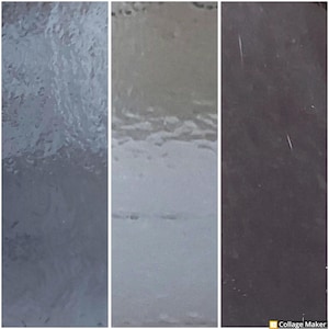 May include: A collage of three images showing different textures. The first image shows a close-up of a textured surface with a blue hue. The second image shows a textured surface with a white hue. The third image shows a textured surface with a dark gray hue.