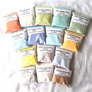 POWDER GLASS FRIT -&quot;Explore It&quot; Sample Set.*15 colors/1 oz. per color. Bullseye Glass Coe 90.  Explore even more frit colors with this set.