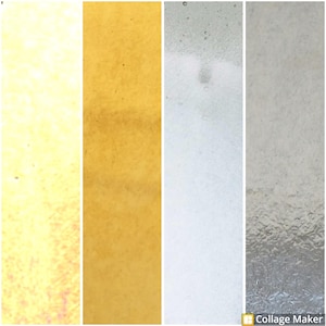 May include: A collage of four vertical rectangles with varying textures and colors. The first is a pale yellow, the second is a golden yellow, the third is a light blue, and the fourth is a textured gray. The bottom right corner has the words "Collage Maker".
