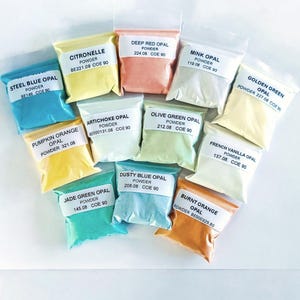 POWDER GLASS FRIT -&quot;Enjoy It&quot; Sample Set.*12 colors/1 oz. per color. Bullseye Glass Coe 90.  Explore even more frit colors with this set.