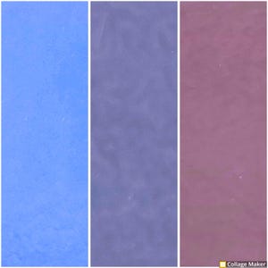 May include: Three vertical panels of fabric in different shades of blue, purple, and pink. The fabric has a textured, crinkled appearance.