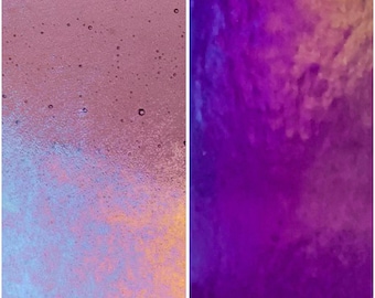 COE 90 "PURPLE IRIDESCENT Transparents" Bullseye glass sheets. 3mm. Use in fused glass/stained glass. 5"x5" 5"x7" 10"x10"