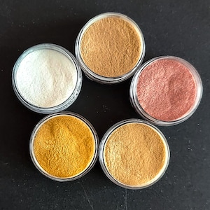 COE90 POWDER GLASS FRIT - &quot;Brownie Points&quot; 5 color Sample Set- 5 colors/1 oz. per color. Bullseye Coe 90 Glass. 5 shades of Brown Opal Frit