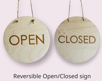 Open / Closed Reversible Shop Modern Wooden Simple Sign for Business / Shop Decor