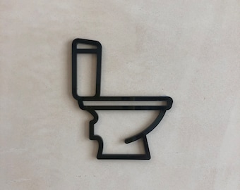 May include: Black outline of a toilet on a light grey background.