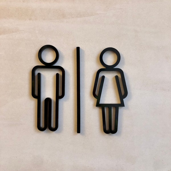 Toilettenschild „Mann und Frau“ / Modernes einfaches Badezimmer-Türsymbol-Design / Unisex-WC-Schild aus Acryl für Zuhause oder Geschäft / Individuelles Schild