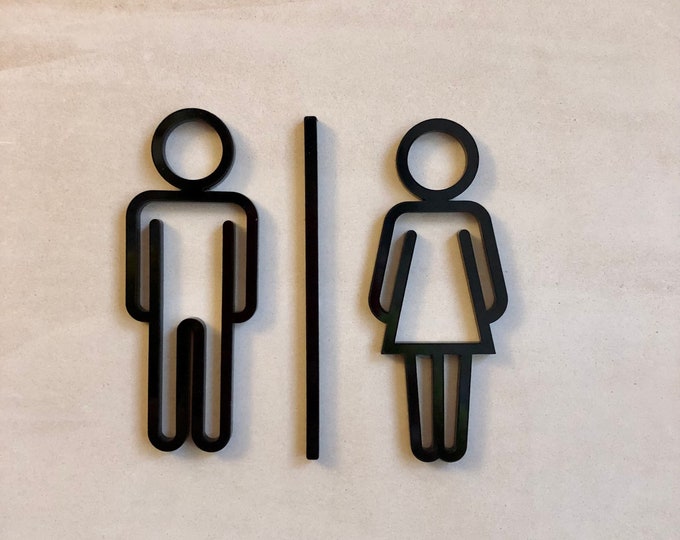 Toilet Man and Woman Sign / Modern Simple Bathroom Door Symbol Design ...