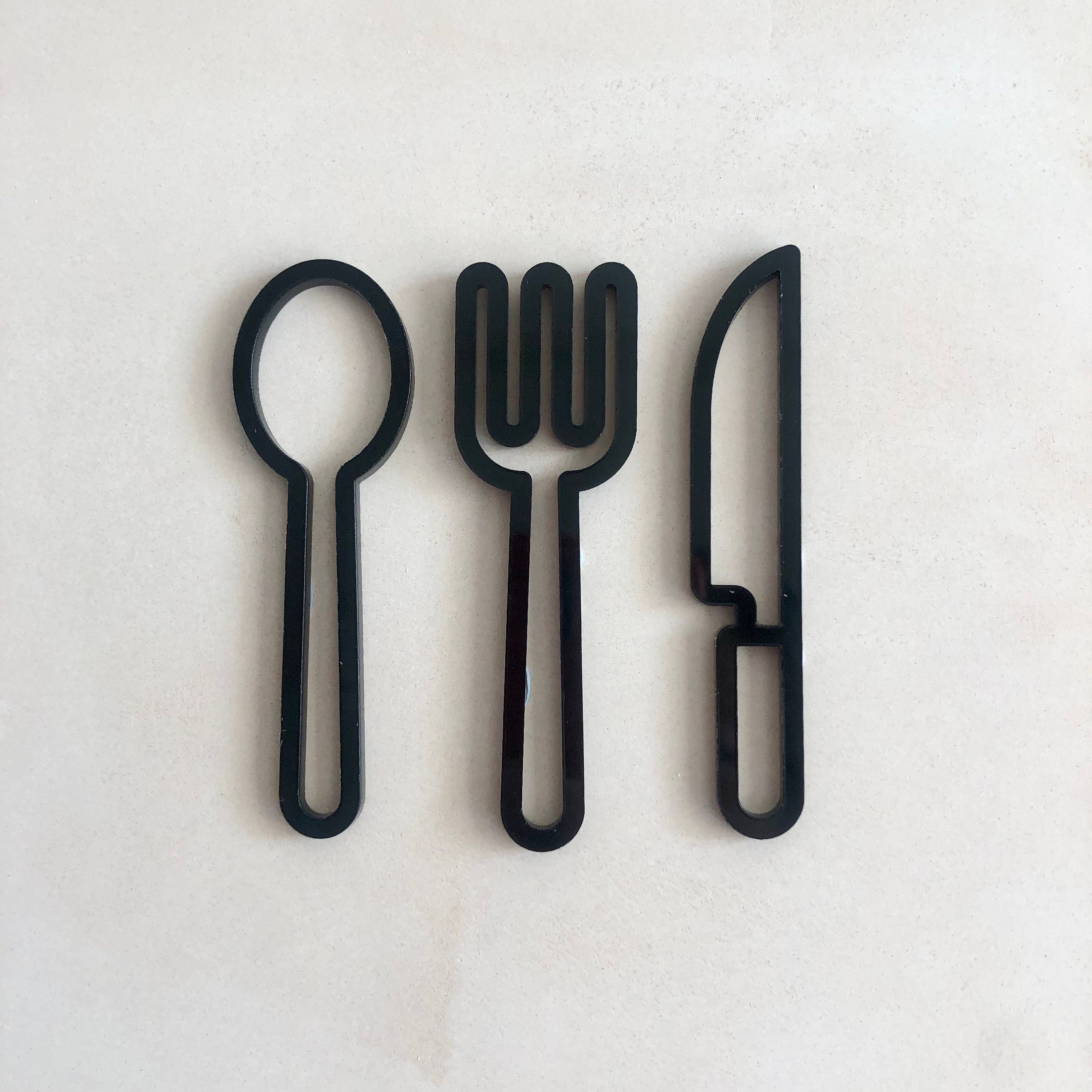 Fork, Spoon, Knife Silhouette Sign / Modern Simple Door Symbol Design / Acrylic cutlery sign for Home or Business