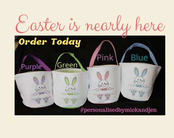 Personalised Easter Basket Bag hunt Bunny Girl Boy