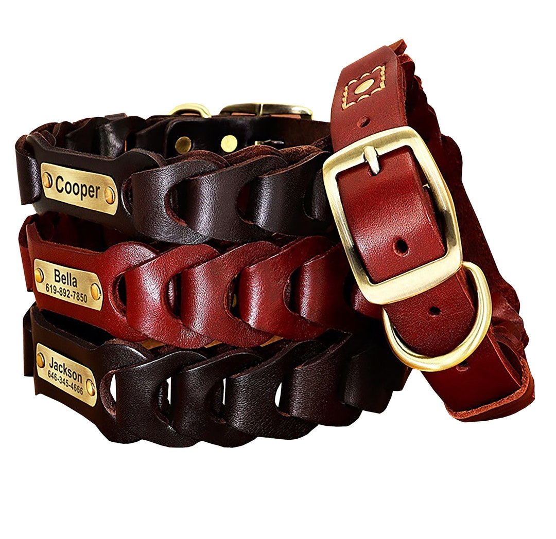 Engraved Dog Collar Custom Dog Collar Leather Dog Collar Etsy