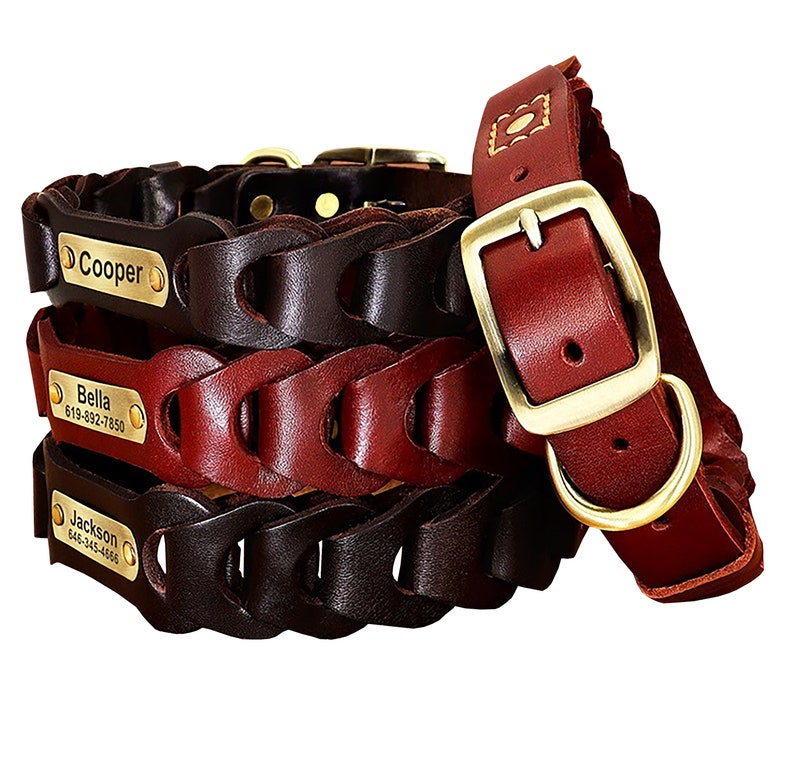 Engraved Dog Collar Custom Dog Collar Leather Dog Collar Etsy
