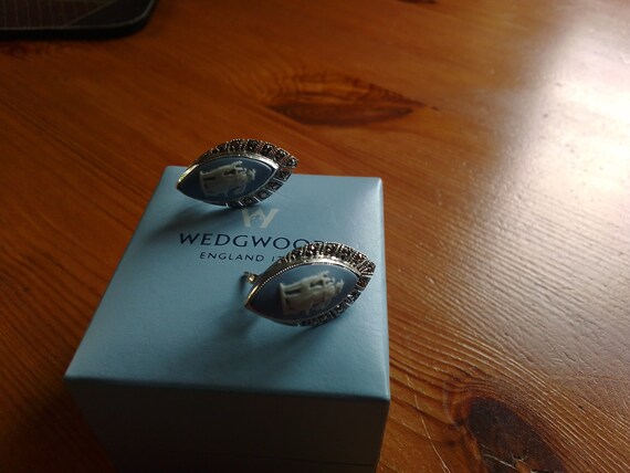 Wedgwood Silver Marcasite Jasper Earrings - image 5