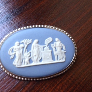 Wedgwood Silver Blue jasperware Brooch