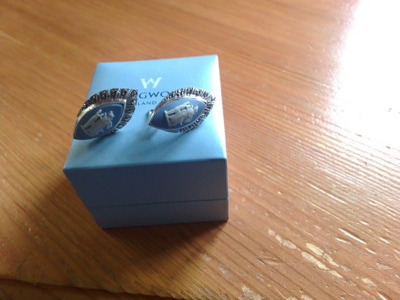 Wedgwood Silver Marcasite Jasper Earrings - image 8