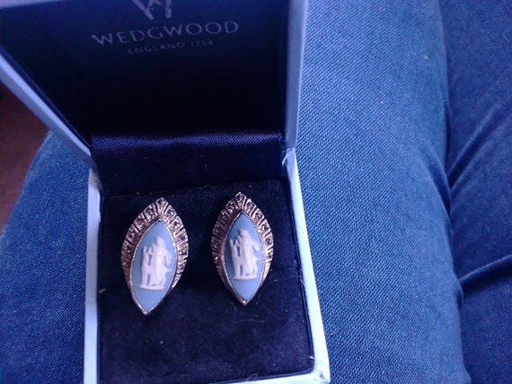 Wedgwood Silver Marcasite Jasper Earrings - image 1