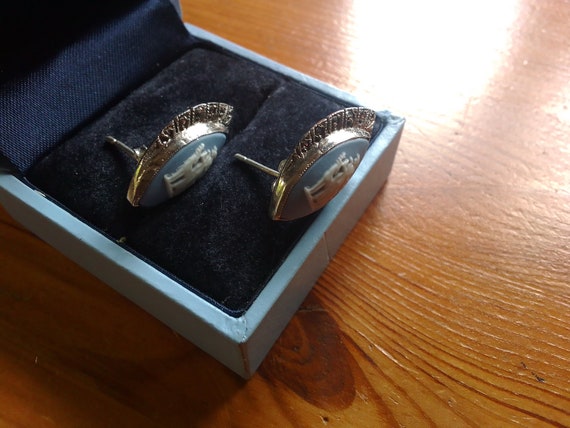 Wedgwood Silver Marcasite Jasper Earrings - image 6