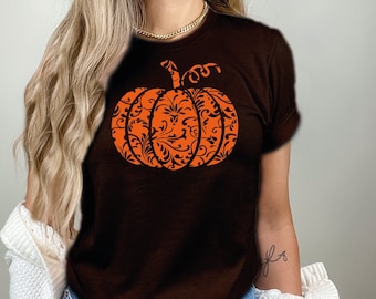 Floral Pumpkin T-Shirt, Halloween Party Shirt, Halloween Witches Shirt, Halloween Costume, Halloween shirt for kids, Floral Pumpkin1