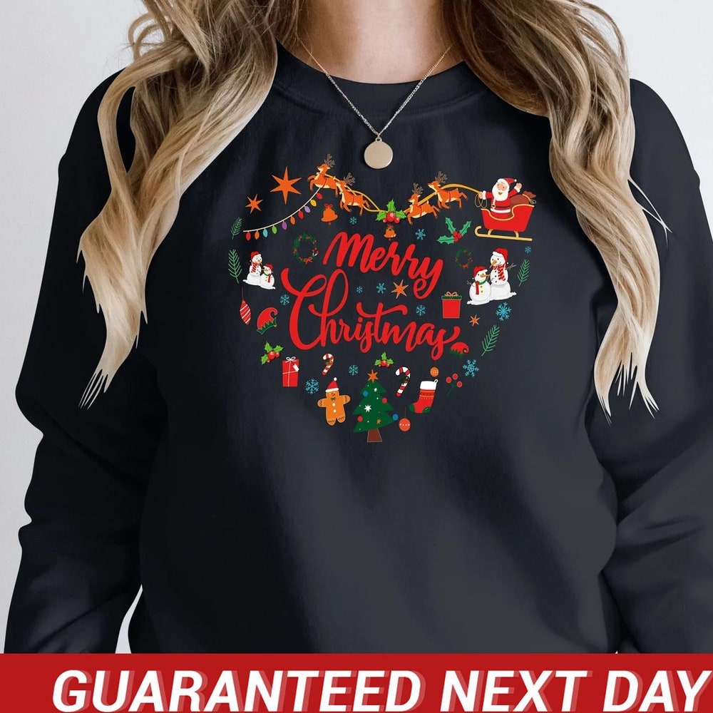 Christmas Tree Top Merry Christmas Sweater, Christmas Sweatshirt, Christmas Jumper, Christmas Jumpers For Women, Xmas Jumper, Merryxmasheart(Swt) Christmas T-Shirt Gifts For Day Shirthome