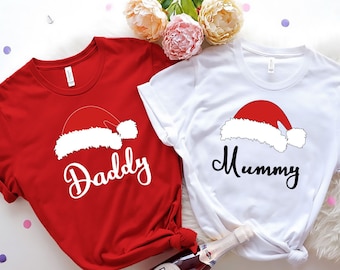 MERRY CHRISTMAS T-shirt Xmas Funny Xmas Family Holiday Santa Claus Elf Snowman Jumpers Christmas Shirts , Santa Hat Name Edit