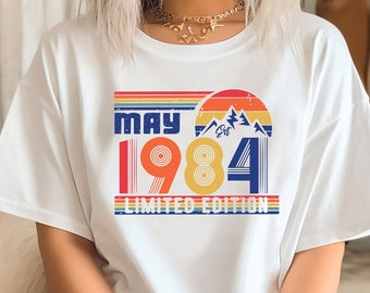 T-shirt 40e anniversaire, 1984T-shirt, cadeau d'anniversaire pour homme et femme, anniversaire en édition limitée, t-shirt anniversaire pour femme, 1984-avril