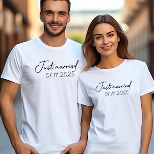 Personalised Destination wedding Honeymoon T Shirt,Newly Married Shirt,Couple Gift Shirt Married Couple Personalise Tee , Just bold