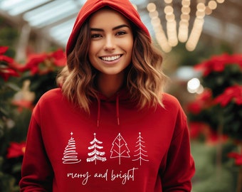 Merry Christmas Hoodie, Christmas Hoodies, Christmas Jumper, Christmas Jumpers For Women, Xmas Jumper, Christmas Tree 4 (Hoodie)