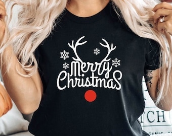 Christmas Shirt, Christmas T Shirt, Cute Christmas Shirt, Holiday Shirt, Women's Christmas Shirt, Christmas Shirts for Women, Reindeer 1