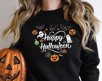 Happy Halloween Sweatshirt, Halloween Costume Gift for Friends, Halloween pumpkin, Halloween Gift, Happy Halloween 1