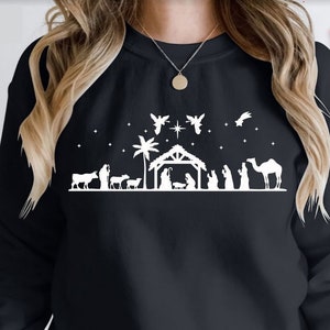 Vrolijke kersttrui, kersttrui, kersttrui, kersttrui voor vrouwen, kersttrui, heilige kerstnacht (SWT)