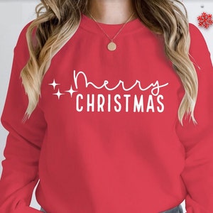 Merry Christmas Sweater, Kerstmis Sweatshirt, Kerst Trui, Kerst Truien voor Vrouwen, Xmas Trui, Merry Kerstmis 3 Sterren (SWT)