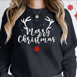 Merry Christmas Sweater, Christmas Sweatshirt, Christmas Jumper, Christmas Jumpers For Women, Xmas Jumper, Reindeer2 (SWT)
