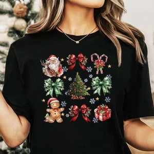 Christmas T-shirt, Christmas Lights Shirt, Christmas Family Top, Holiday Gift, Christmas Family Matching Shirt, Santa, gift, Christmas bow