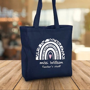 Borsa per insegnanti personalizzata, Borsa per insegnanti personalizzata, Qualsiasi nome, Borsa per insegnanti arcobaleno, Regalo per insegnanti, Regalo di fine scuola per insegnante, Laurea