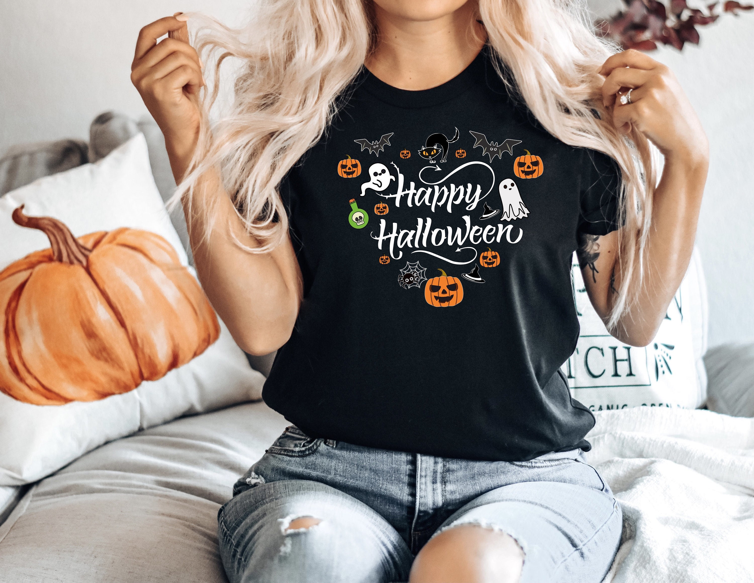 happy halloween tie with pumpkin - Standard T-Shirt