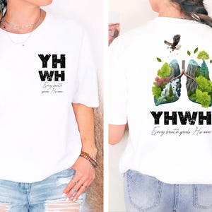 Maglietta cristiana "YHWH Lungs", maglietta "Faith Apparel", maglietta "Every Breath Speak His Name", maglietta bifacciale, maglietta "YHWH Lungs", maglietta cristiana "Faith"