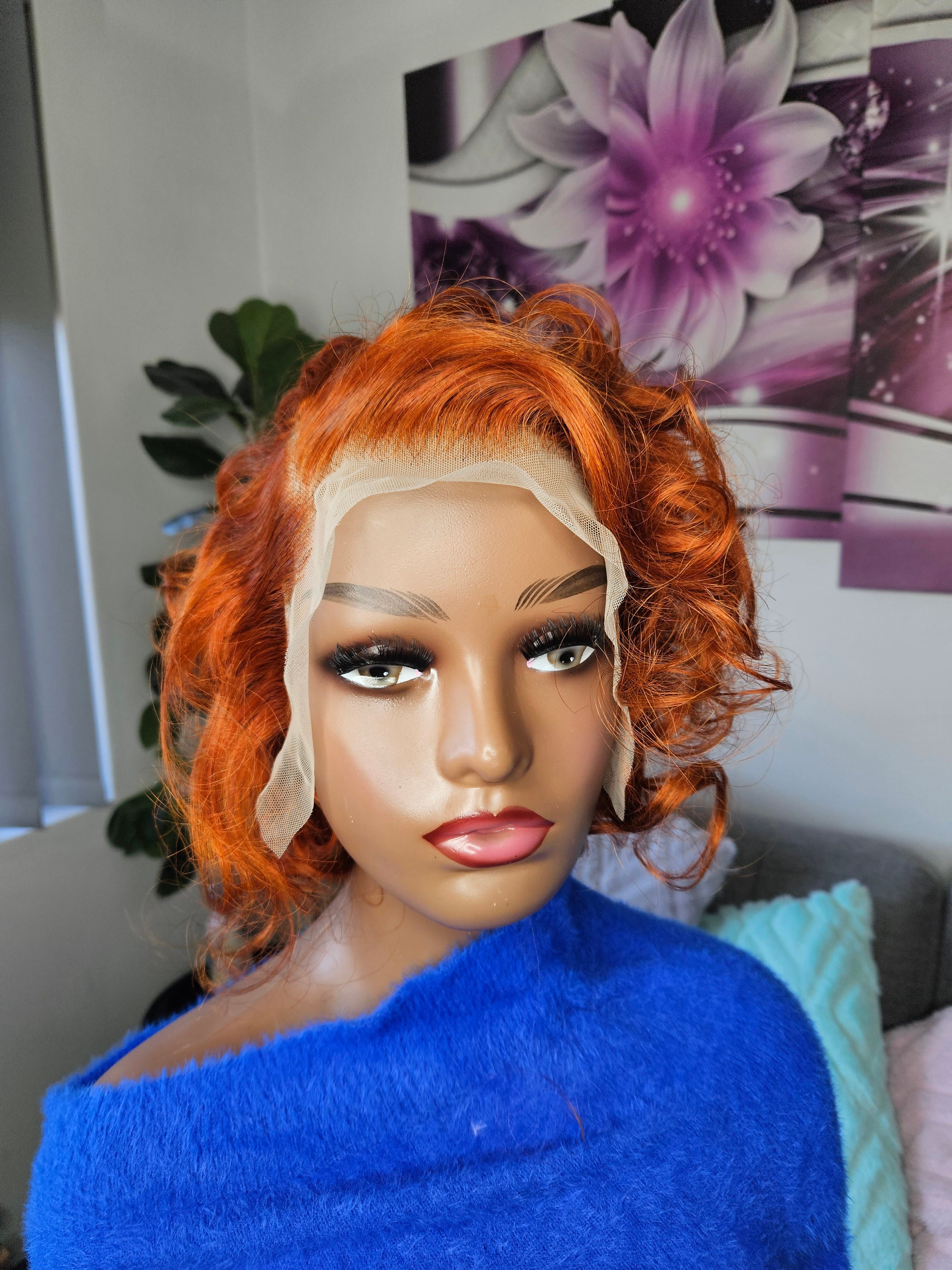 Ginger Short Curly Human Hair Wig/ginger Wig/ombre Short Curly Etsy