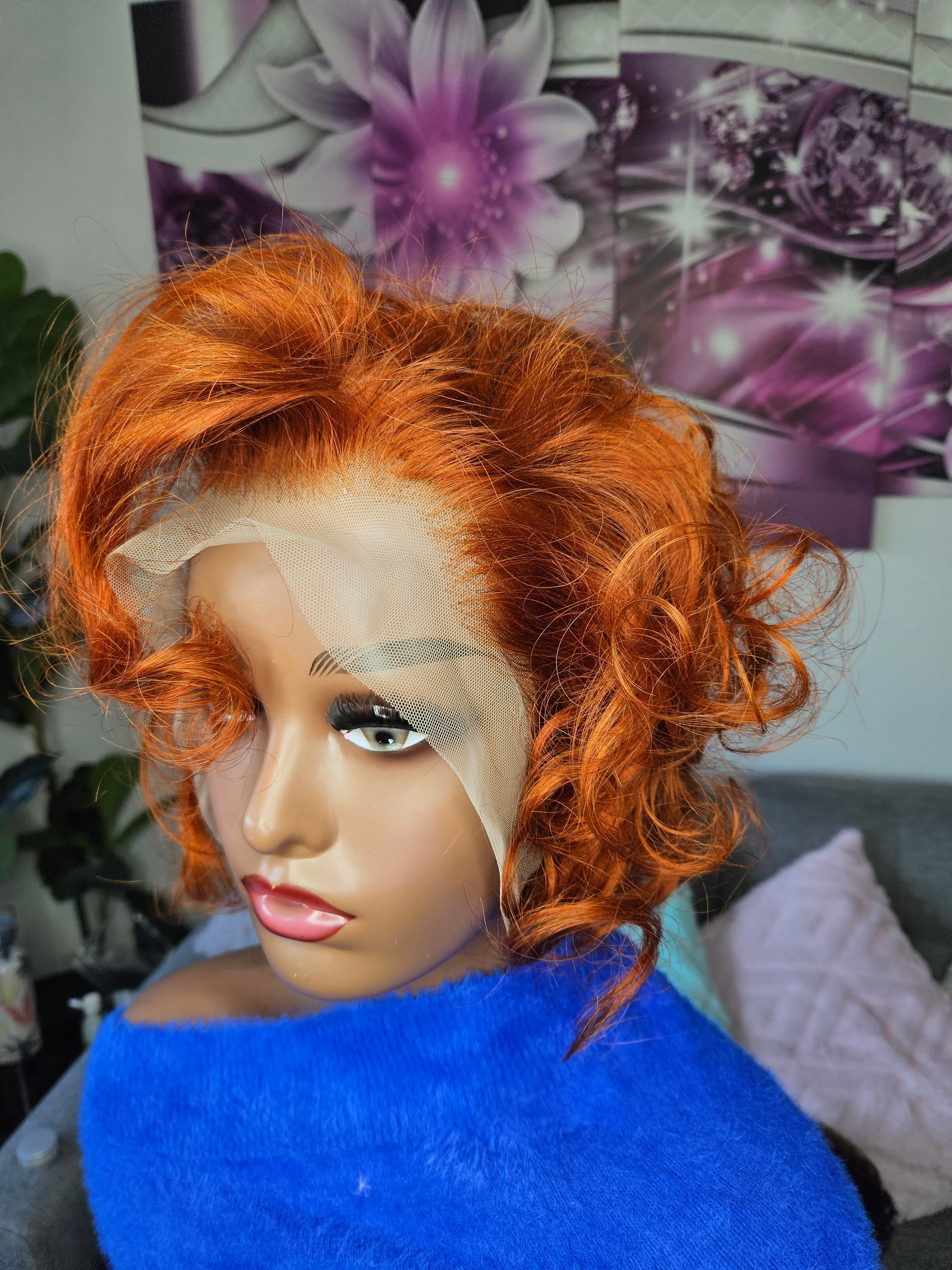 Ginger Short Curly Human Hair Wig/ginger Wig/ombre Short Curly Etsy