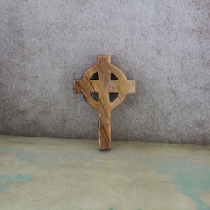 Get Two 3.9” Olive Wood Celtic Crosses, an Irish Symbol of Eternity & Infinite Love Made in Jerusalem, the Holy Land. Irish Cross Wall Décor