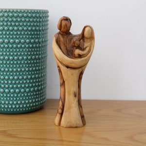 Divine Carvings: Handmade Holy Family Statue, Jesus and Virgin Mary Sculpture - Christian Home Decor and Spiritual Gift - Christmas Gift