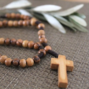 Two Beads size 8-9mm Necklace Rosary - Catholic Rosary 59 Beads, Authentic Olive Wood Rosary Made in the Holy Land