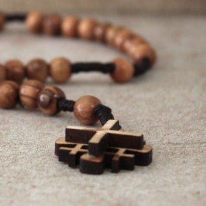 Set of Two 6-7mm Bead Rosaries, Olive Wood Cross Beaded Necklace, Handmade Smooth Round Prayer Beads, Holy Land Gift, Rosary Necklace Gift