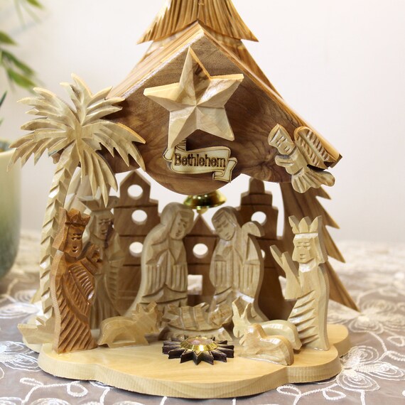 Hand Carved Wooden Nativity Set Wooden Nativity Set Made in Etsy