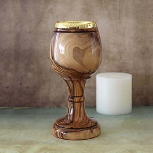 Coupe de communion en bois d'olivier, calice chrétien, Pâques, calice en bois d'olivier sculpté à Jérusalem, terre sainte