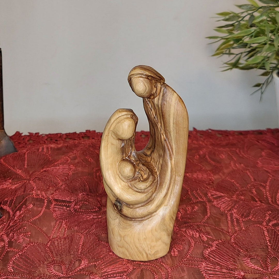 Handmade Olive Wood Holy Family Statue Housewarming Gift Etsy